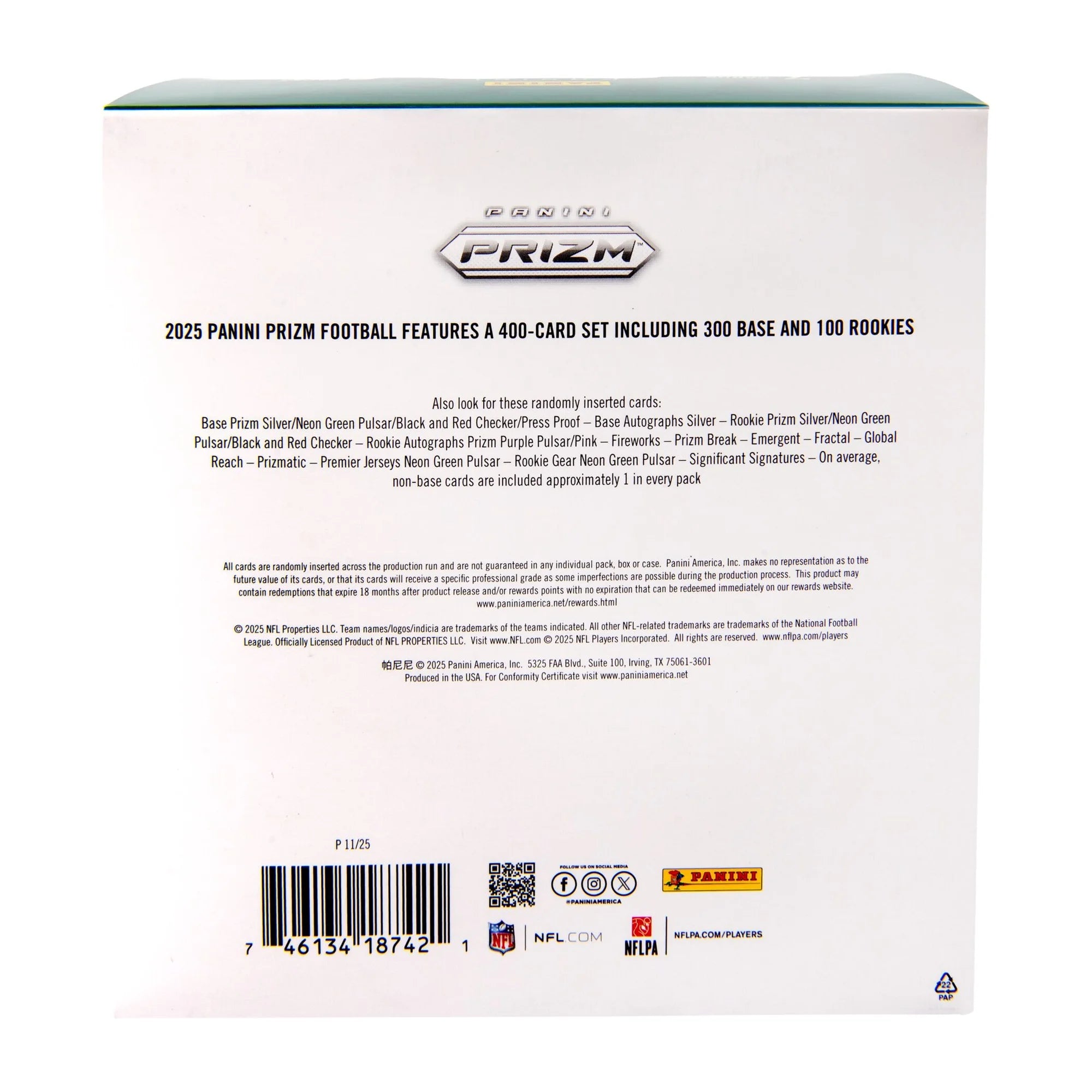 2025 Panini Prizm Football Trading Cards Mega Box